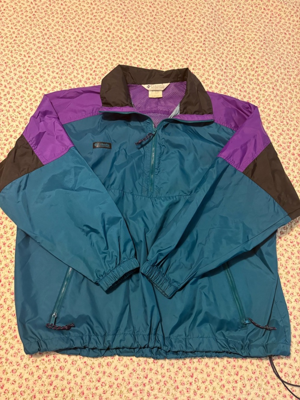 Vintage Columbia Windbreaker Jacket Womens XL 90s Colorblock Pullover Retro